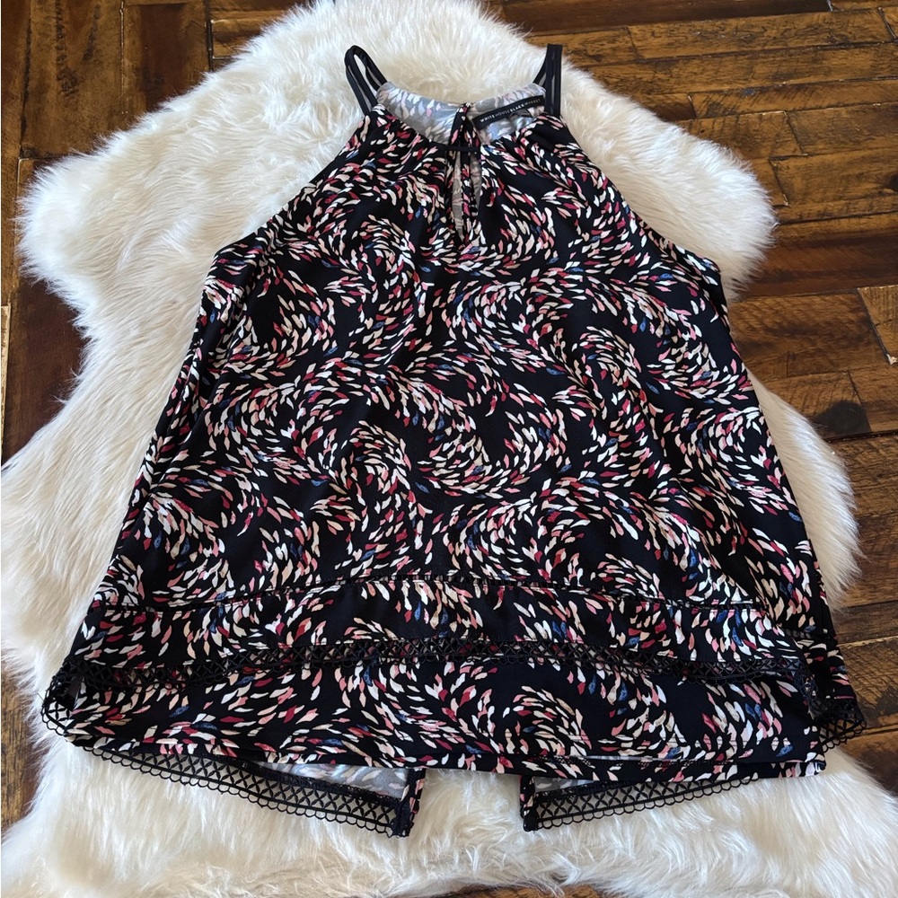White House Black Market Black and Pink Halter Top